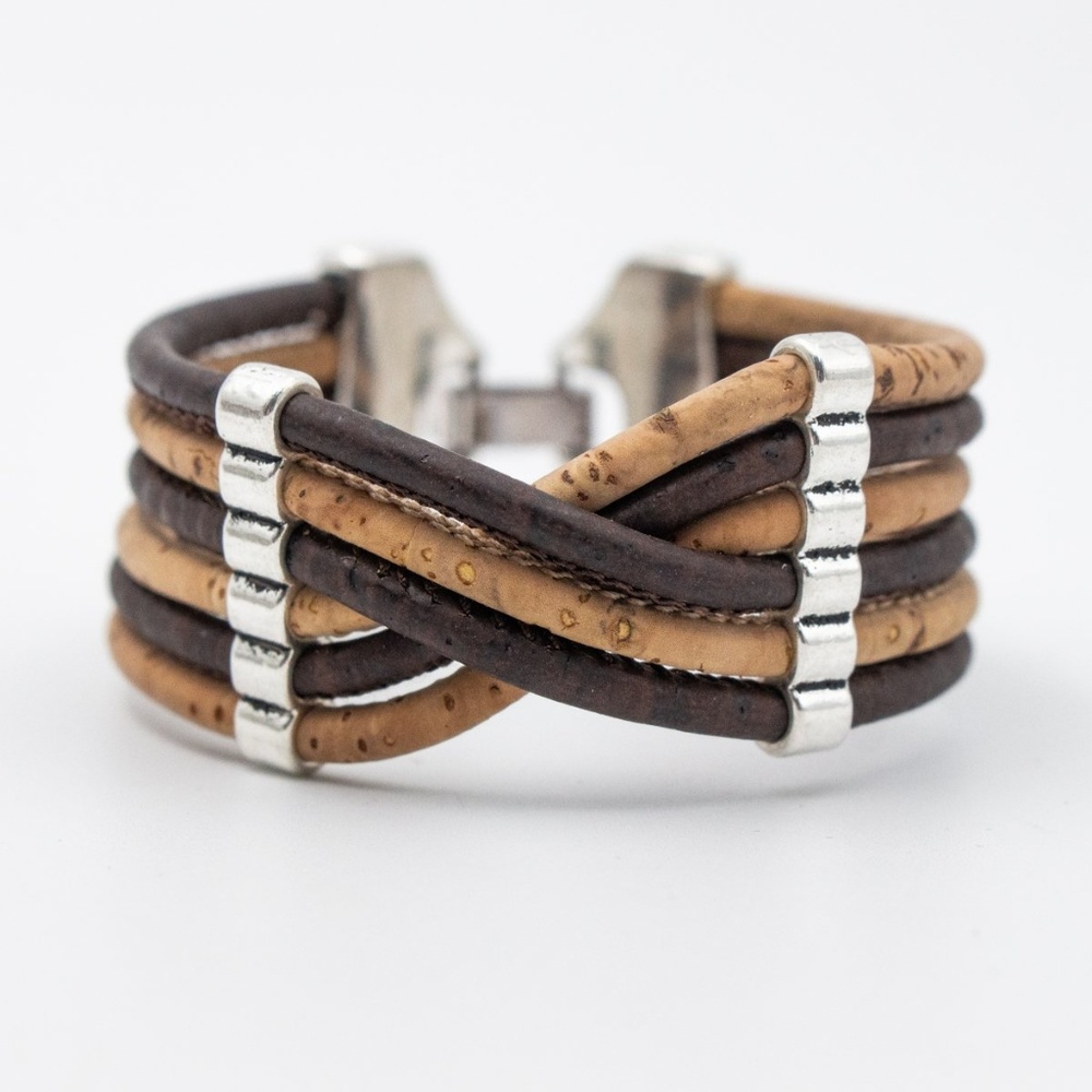 Natural Cork Crisscross Bracelet NWOT